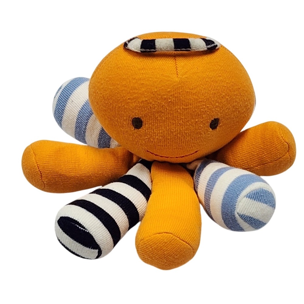 Better Basics Organic Cotton Octopus Stuffed Toy Orange Striped Giggle Baby